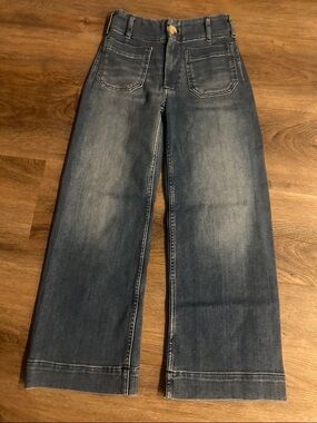 Maeve Women’s Wide Leg Jeans in Washed Blue Denim